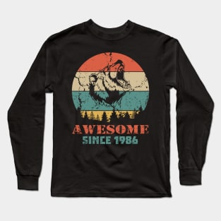 Awesome Since 1986 Year Old School Style Gift Women Men Kid Long Sleeve T-Shirt